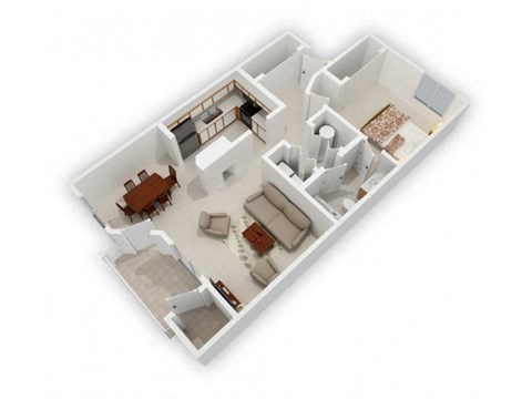 Floor plan for 1 bed, 1 bath, 850 sqft